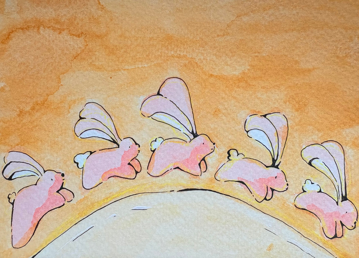 Bunnies Over the Moon Print